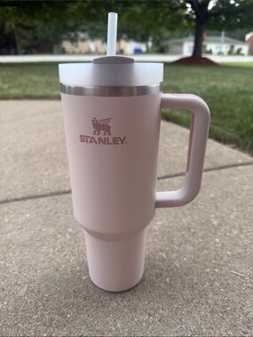 Stanley Light Pink Insulated Travel Tumbler with Handle and Straw